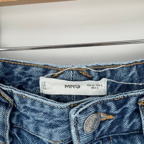 MNG Mango Denim Cargo Jeans Women’s Size 4 Wide Leg Utility Carpenter Style - Picture 3 of 7